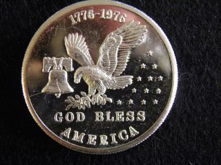 1776 - 1976 God Bless America 1 Ounce.  999 Fine Silver Round Tri - State Refining photo