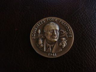 Roosevelt ' S Four Freedom 1941 Longines Symphonette 92.  5% Pure Silver Medallion photo