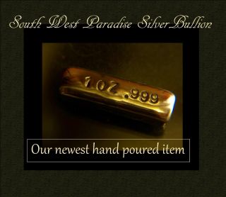 Hand Poured 1 Troy Oz.  999 Pure Fine Silver Bullion Bar Hand - Crafted.  025 photo