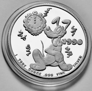 Disney Mickey Mouse Pluto Holiday Treasure 1 Oz.  999 Silver Coin Rarities photo