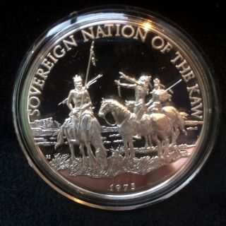 1975 Indian Tribal Nations Franklin.  999 Fine Silver Kaw Medal photo