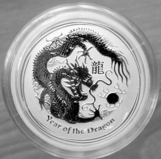 2012 - 1/2 Oz 999 Silver - Year Of The Dragon - Proof Coin - Unc photo