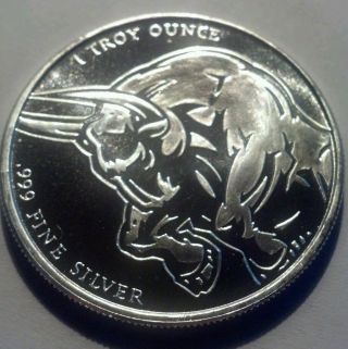 1 Troy Oz.  999 Silver Bull / Bear Proof Like Silver I Combine And Fast photo