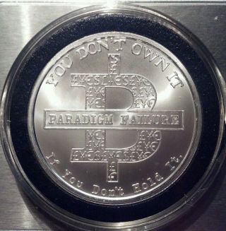 1 Oz.  999 Silver Shield Bitcon Paradigm Failure Bitcoin Sbss Release Duane photo