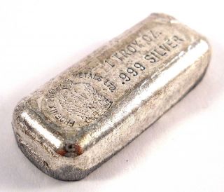 Rare Old Phoenix Precious Metals 1 Oz.  Fine Silver Hand Poured Bar photo