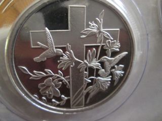 1 Oz.  999 Fine Easter Silver Round Cross Of Christ photo