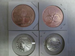 2 X 1/4 Oz.  999 Fine Silver Round / Coin 1929 Incuse Indian Design Plus photo