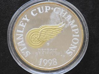 1998 Detroit Red Wings Stanley Cup Champions Proof Silver Medal Ser 498 C8417 photo
