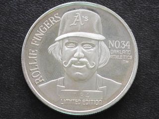 1992 Rollie Fingers Ml Save Leader.  999 Silver Medal A0972 photo