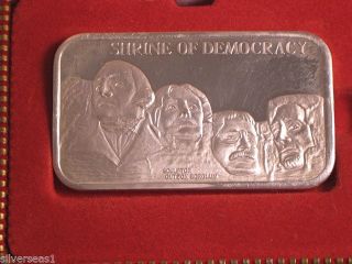 Shrine Of Democracy Mount Rushmore Red Felt Case Silver Art Bar Only 500 Made photo