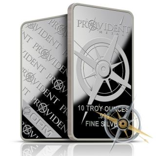 10 Oz Silver Bullion Bar Provident Metals.  999 Fine - Uncirculated - photo