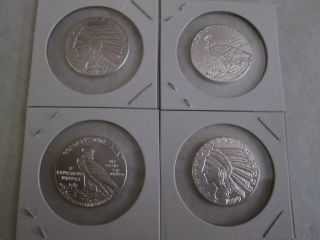 4 X 1/4 Oz.  999 Fine Silver Round / Coin 1929 Incuse Indian Design photo