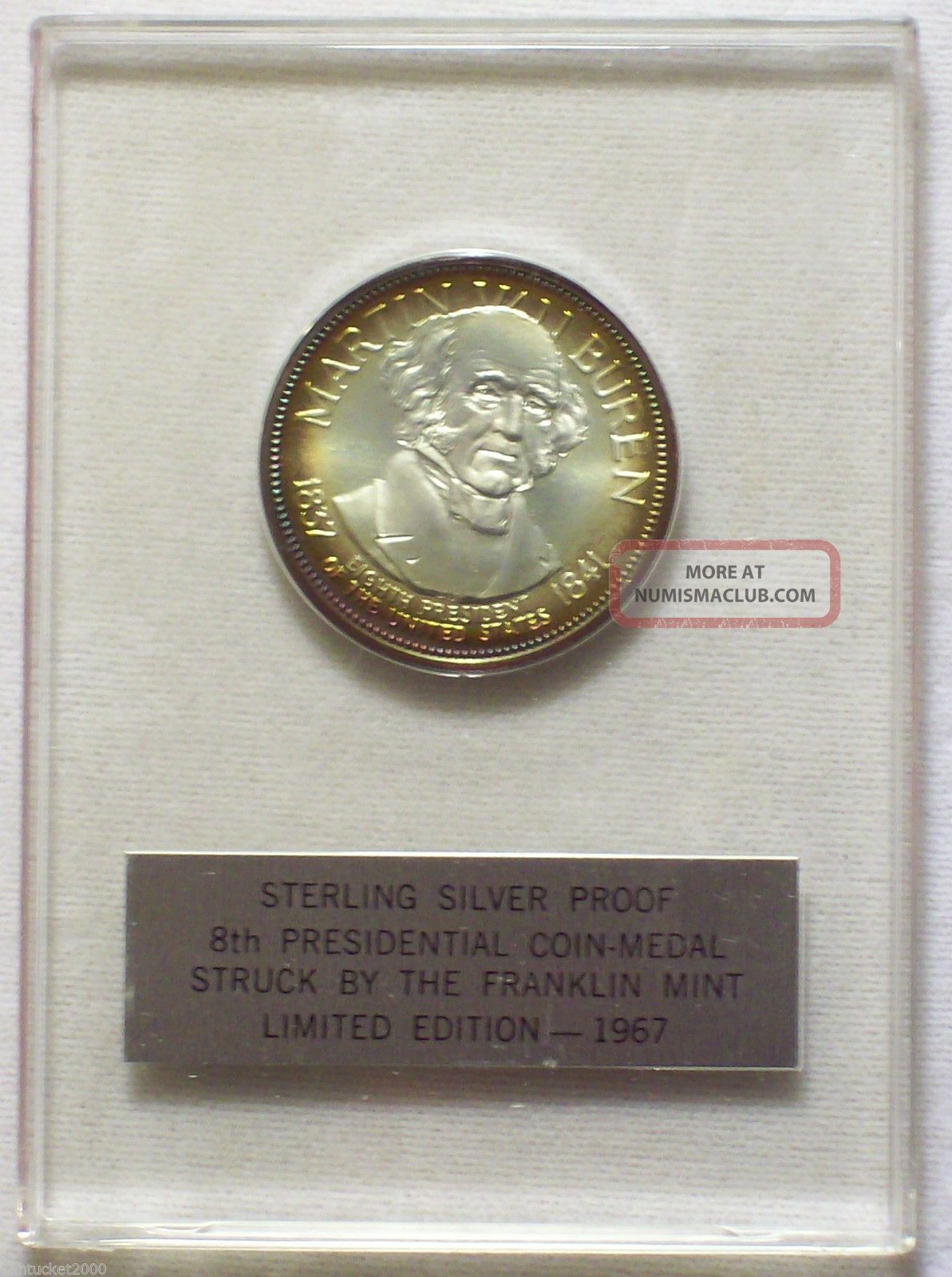 ☛1967 Sterling Silver Presidential Coin Medal Martin Van Buren 1¼
