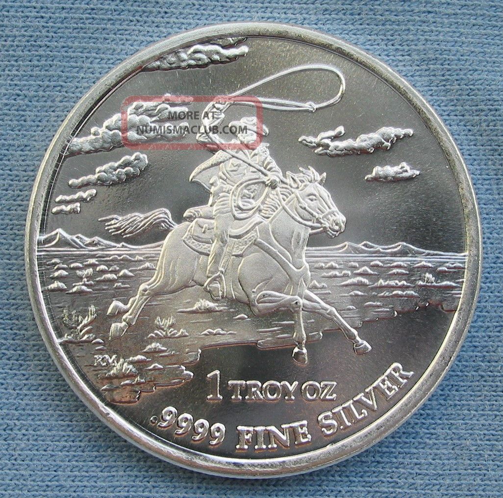 2013 1 Oz. Texas Precious Metals Silver Round. 9999 Fine Silver Cowboy