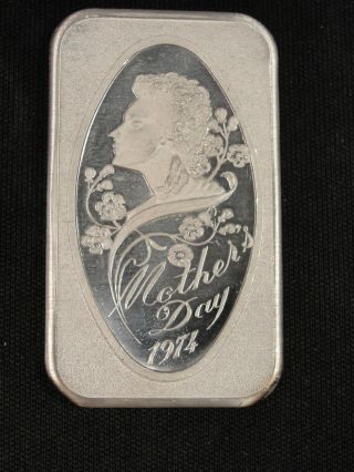 1974 Mothers Day Silver Bar 1oz.  999 Fine Silver Bullion Investment Grade Md74 photo