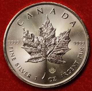 Canadian Maple Leaf 2014 Design 1 Oz.  999% Silver Round Bullion Collector Coin photo
