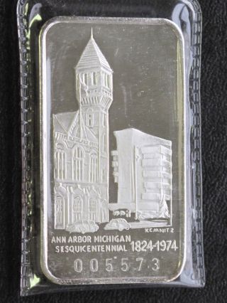 1974 Ann Arbor Michigan Sesquicentennial Silver Art Bar Serial 005573 C2123 photo