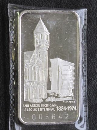 1974 Ann Arbor Michigan Sesquicentennial Silver Art Bar Serial 005642 C2122 photo