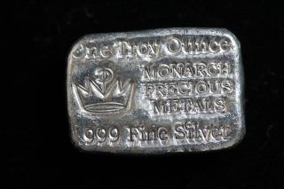 One (1) Ounce Monarch.  999 Silver Bar.  Old School Pour.  (cdn) photo