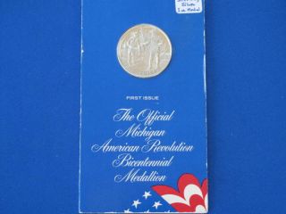 1976 Official Michigan Bicentennial Medallion Silver First Issue Medal B0256 photo