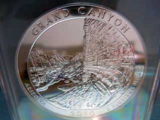 2010 America The Grand Canyon 5 Oz Silver Coin Pcgs Ms69 Dmpl Fs Miusa photo
