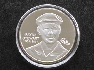 Payne Stewart Silver Art Round Golf Pga Tour Partner ' S Club H.  O.  F.  D0559 photo