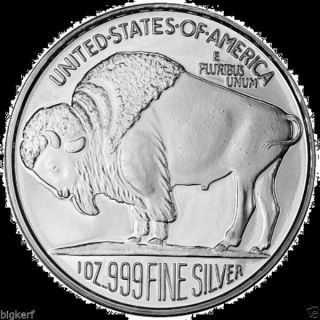 2014 Buffalo Indian Head Round {bu} 1 Ounce.  999 Pure Fine Silver Bullion Coin photo