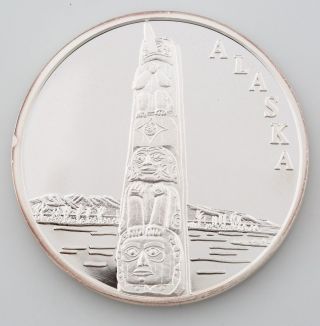 Alaska Totem Pole Medallion 1 Oz.  999 Silver Round W/ Box photo