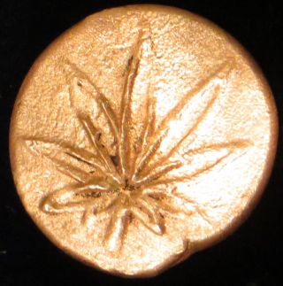 Hand Poured.  999 Copper Round Ingot Coin 1.  8 Troy Oz Pot Leaf Bar Bullion Lb photo