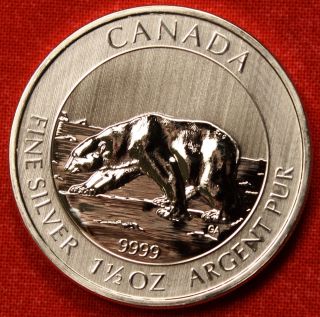 Canadian Polar Bear 2013 Design 1.  5 Oz.  999% Silver Wildlife Series Collector photo