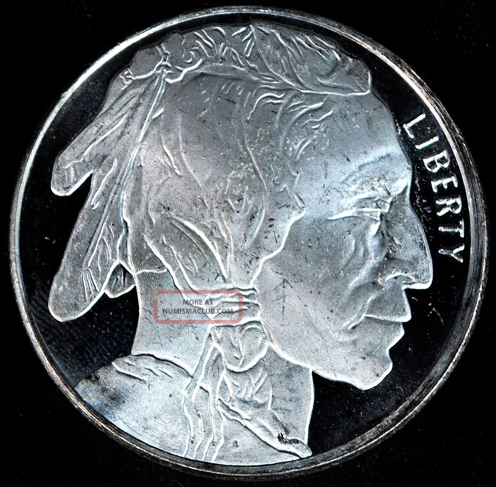 Liberty One Troy Ounce 999 Fine Silver Buffalo Indian Head Round