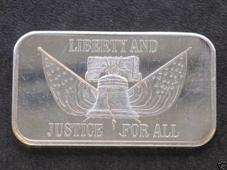 Liberty And Justice Silver Art Bar 1 Troy Oz.  T8370 photo