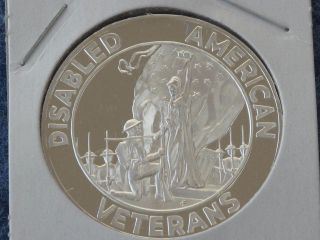 1971 Franklin Disabled American Veterans 50 Years.  999 Silver Medal B7553l photo