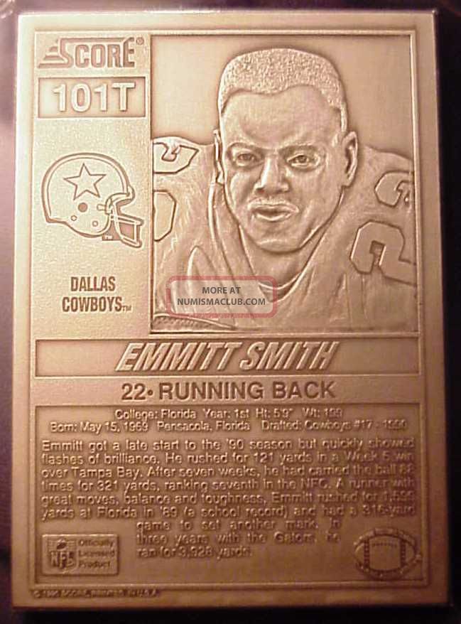 Rare " Emmitt Smith Score Rookie Card " 4. 25 Oz. 999 Silver Bar (ltd