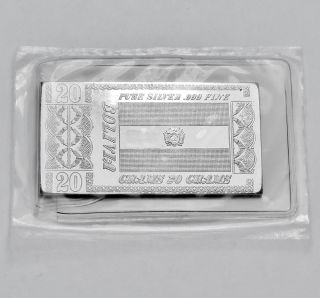 Bolivia - National Flag Silver Producer.  999 Pure Silver Art Bar Ingot photo