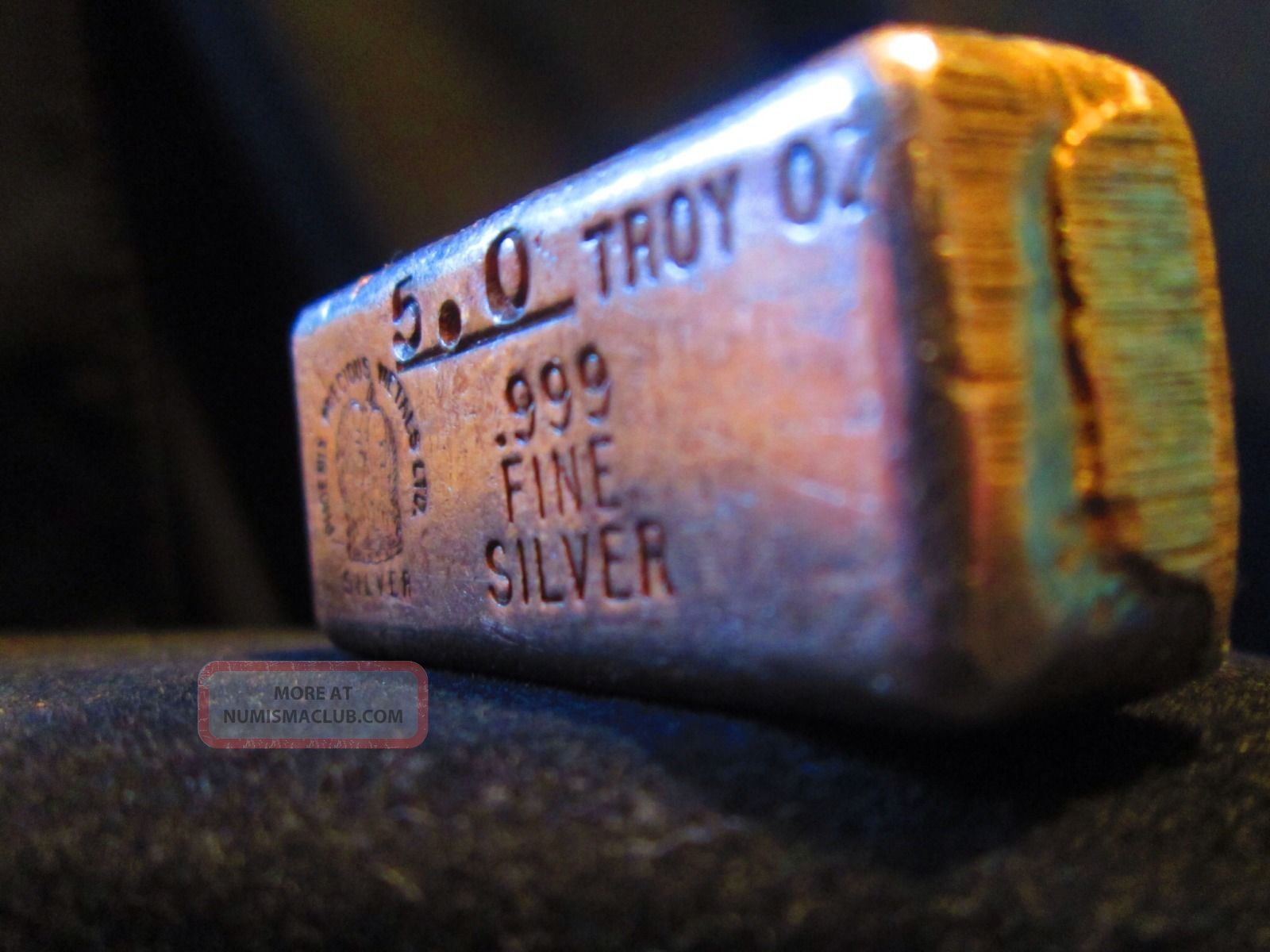 5 Oz. 999 Silver Bar Phoenix Precious Metals Vintage Old Pour Classic