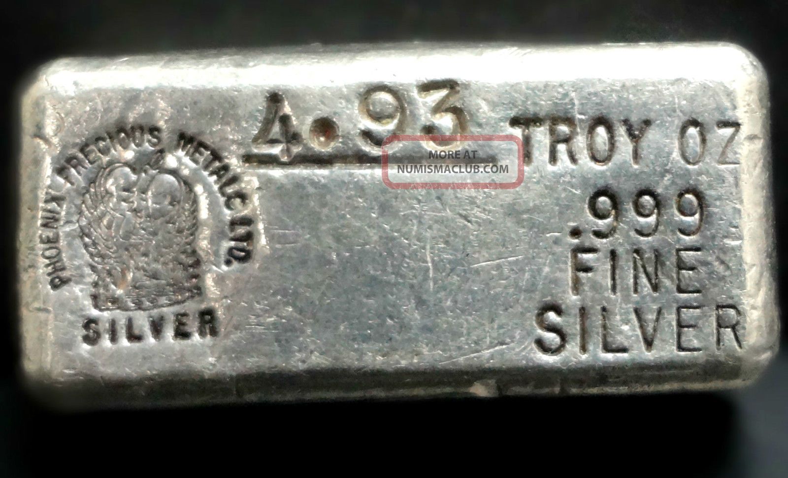 Phoenix Precious Metals Ltd. 4. 93 Oz. 999 Fine Silver Bar