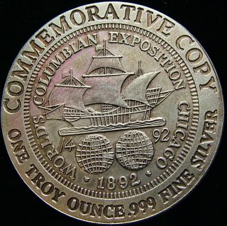 Christopher Columbus Commemorative Half Silver 1893 Art Round 1 Troy Ounce photo