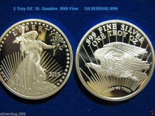 Silver 1 Proof - Like Troy Oz.  2013 St.  Gaudens Round.  999 Fine Silver (1) photo