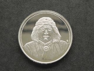 Geronimo Apache Indian 1834 - 1909 Silver Art Round A7657 photo