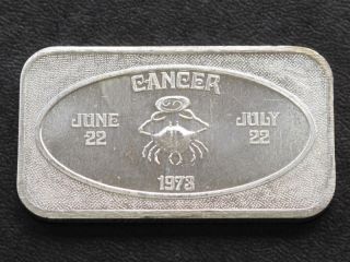 Ussc 1973 Cancer Zodiac Silver Art Bar A6011 photo