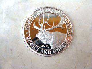 North American Legends Bucks & Bulls.  999 Silver Coin - - Mr.  Big Buck photo