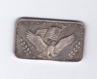 Eagle & Flag Silver Trade Unit 1 Troy Ounce.  999 Fine Silver Bar photo