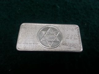 1973 Israel 25th Anniversary 1 Oz.  999 Fine Silver Bar Blank Reverse photo