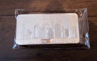 10 Oz Wall Street Twin Towers Silver Bar.  999 Fine Silver. . .  Collectable photo