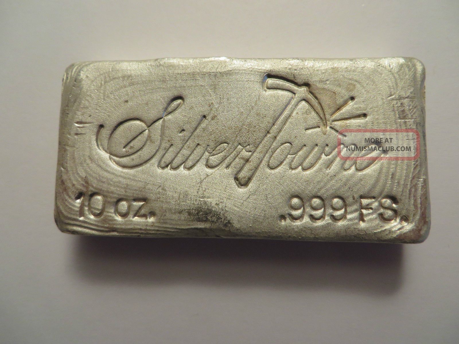 10 Oz Silver Bar, . 999 Fine, Poured Style, Silver Towne