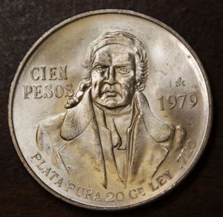 Mexico 1977 - 1979 100 Pesos Silver Coin photo