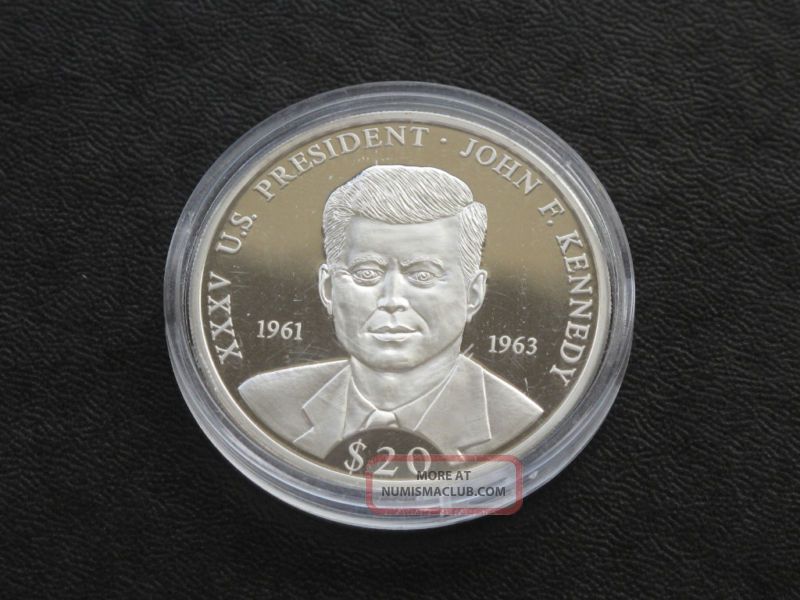 John F. Kennedy Republic Of Liberia 20 Silver Coin A7266