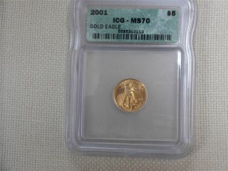 2001 $5 American Gold Eagle Ms70/icg photo