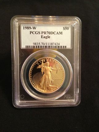 1989 - W $50 American Gold Eagle Deep Cameo Proof Certified Pr70 By Pcgs photo